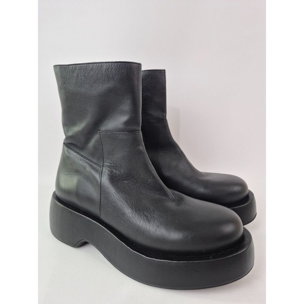 Paloma Barcelo Women's Black Leather Platform Eider Boots Size 40